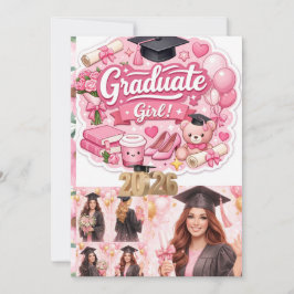 Elegant Pink Floral Graduation Party baner シーズンカード