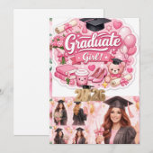Elegant Pink Floral Graduation Party baner シーズンカード (正面/裏面)
