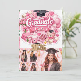 Elegant Pink Floral Graduation Party baner シーズンカード