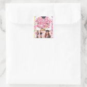 Elegant Pink Floral Graduation Party baner スクエアシール (バッグ)