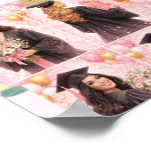 Elegant Pink Floral Graduation Party baner ポスター (角)