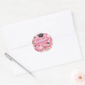 Elegant Pink Floral Graduation Party envelop seal ラウンドシール (封筒)