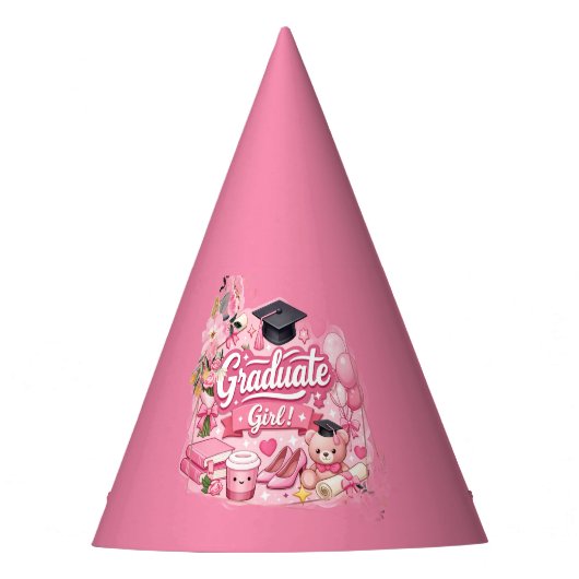 Elegant Pink Floral Graduation Party hat パーティーハット (正面)