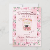 Elegant Pink Floral Graduation Party Invitation 招待状 (裏面)
