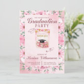 Elegant Pink Floral Graduation Party Invitation 招待状 (スタンド正面)