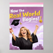 Elegant Pink Floral Graduation Party poster ポスター (正面)