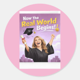 Elegant Pink Floral Graduation Party sticker ラウンドシール