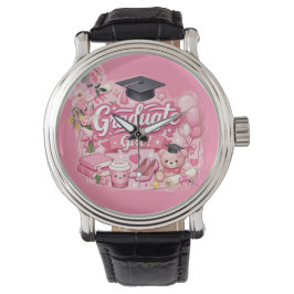 Elegant Pink Floral Graduation Party watch 腕時計