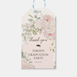 Elegant Pink Floral Graduation Thank you Favor ギフトタグ