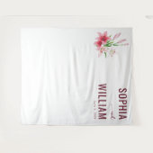 Elegant Pink Floral Lilies タペストリー (正面(横))