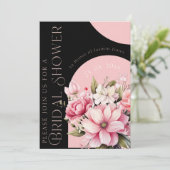 Elegant Pink Floral Modern Bridal Shower 招待状 (スタンド正面)