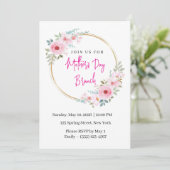 Elegant Pink Floral Mother's Day Brunch Invitation 招待状 (スタンド正面)