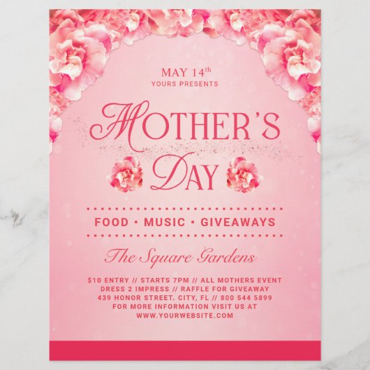 Elegant Pink Floral Mother's Day Celebration Event チラシ (正面)