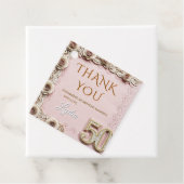 Elegant Pink Floral Papercut Style 50th Birthday  フェイバータグ (インサイチュ)