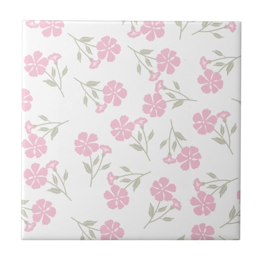 Elegant Pink Floral Pattern Ceramic Tile for Home  タイル (正面)