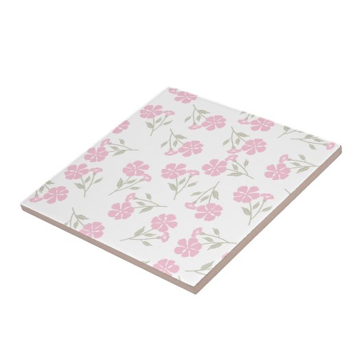 Elegant Pink Floral Pattern Ceramic Tile for Home  タイル (側面)