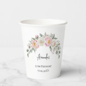 Elegant Pink Floral Personalized Disposable Cup 紙コップ (裏面)