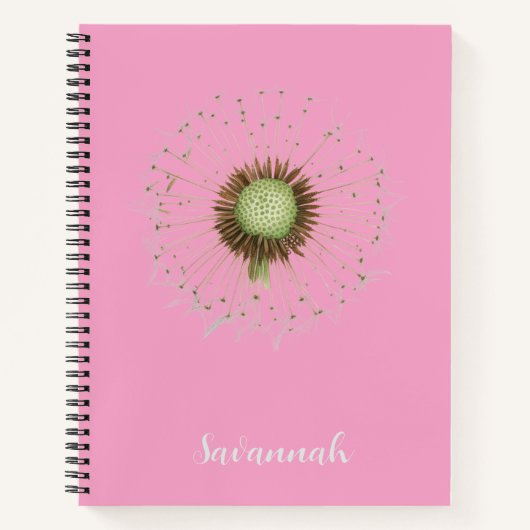 Elegant Pink Floral Personalized Notebook ノートブック (正面)