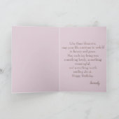 Elegant Pink Floral Photo Birthday for Her カード (内部)