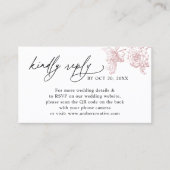 Elegant Pink Floral QR code Wedding RSVP Small  名刺 (正面)
