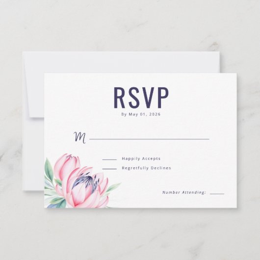 Elegant Pink Floral RSVP (正面)