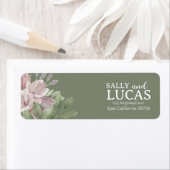 Elegant pink floral sage | mint return address  ラベル (インサイチュ)