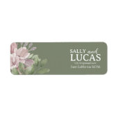 Elegant pink floral sage | mint return address  ラベル (正面)