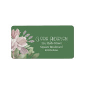 Elegant pink floral sage | mint return address ラベル (正面)