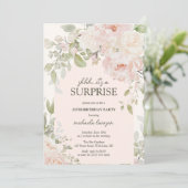 Elegant Pink Floral Shhh..It's a Surprise Birthday 招待状 (スタンド正面)
