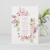 Elegant Pink Floral Spring Wedding Invitation 招待状 (スタンド正面)