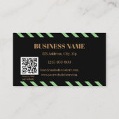 Elegant Pink Floral Stripes QR Code Discount Card 割引カード (裏面)