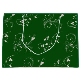 Elegant Pink Floral Swirl  ラージペーパーバッグ