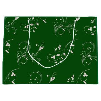 Elegant Pink Floral Swirl  ラージペーパーバッグ