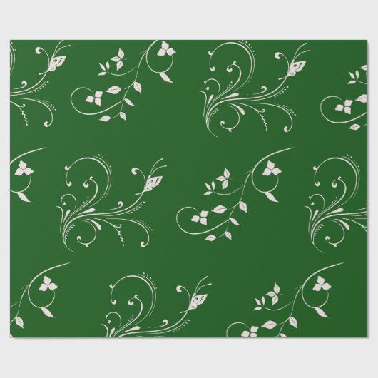 Elegant Pink Floral Swirl Wrapping Paper ラッピングペーパー (フラット)