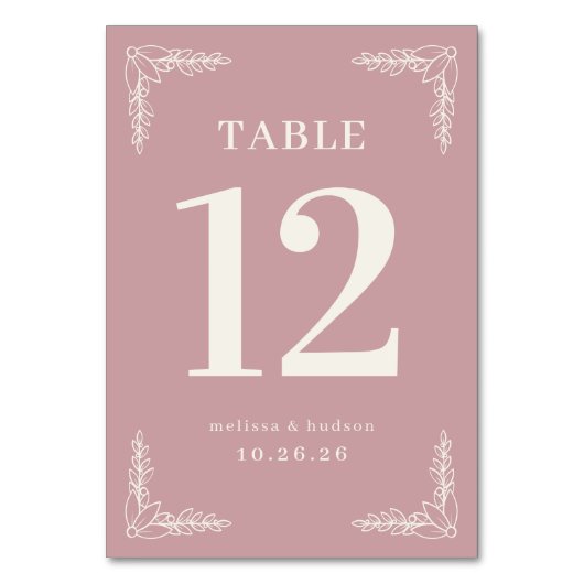 Elegant Pink Floral Table Number テーブルナンバー (正面)