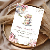Elegant Pink Floral Teacup Mother’s Day カード