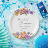  Elegant Pink Floral Vine Bridal Shower Plates ペーパープレート (パーティー)