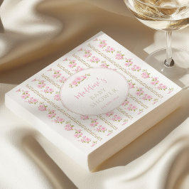 Elegant Pink Floral Vintage スタンダードカクテルナプキン