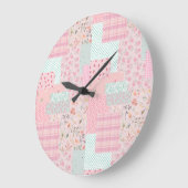 Elegant Pink Floral Wall Clock | Soft Rose Aesthet ラージ壁時計 (傾斜)