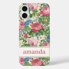 Elegant Pink Floral Watercolor Personalized iPhone 16 Plusケース