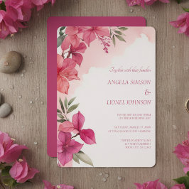 Elegant Pink Floral Watercolor Wedding 招待状