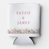 Elegant Pink Floral Watercolor Wedding 缶クーラー (正面)