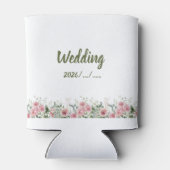 Elegant Pink Floral Watercolor Wedding 缶クーラー (裏面)