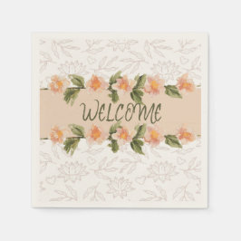 Elegant Pink Floral Watercolor Welcome Napkins スタンダードカクテルナプキン