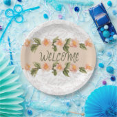 Elegant Pink Floral Watercolor Welcome Napkins ペーパープレート (パーティー)