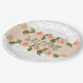 Elegant Pink Floral Watercolor Welcome Napkins ペーパープレート (アングル)