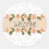 Elegant Pink Floral Watercolor Welcome Napkins ラウンドシール (正面)