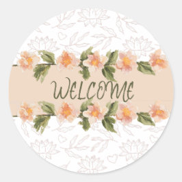 Elegant Pink Floral Watercolor Welcome Napkins ラウンドシール
