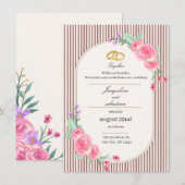 Elegant Pink Floral Wedding 招待状 (正面/裏面)