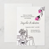 Elegant Pink Floral Wedding 招待状 (正面/裏面)